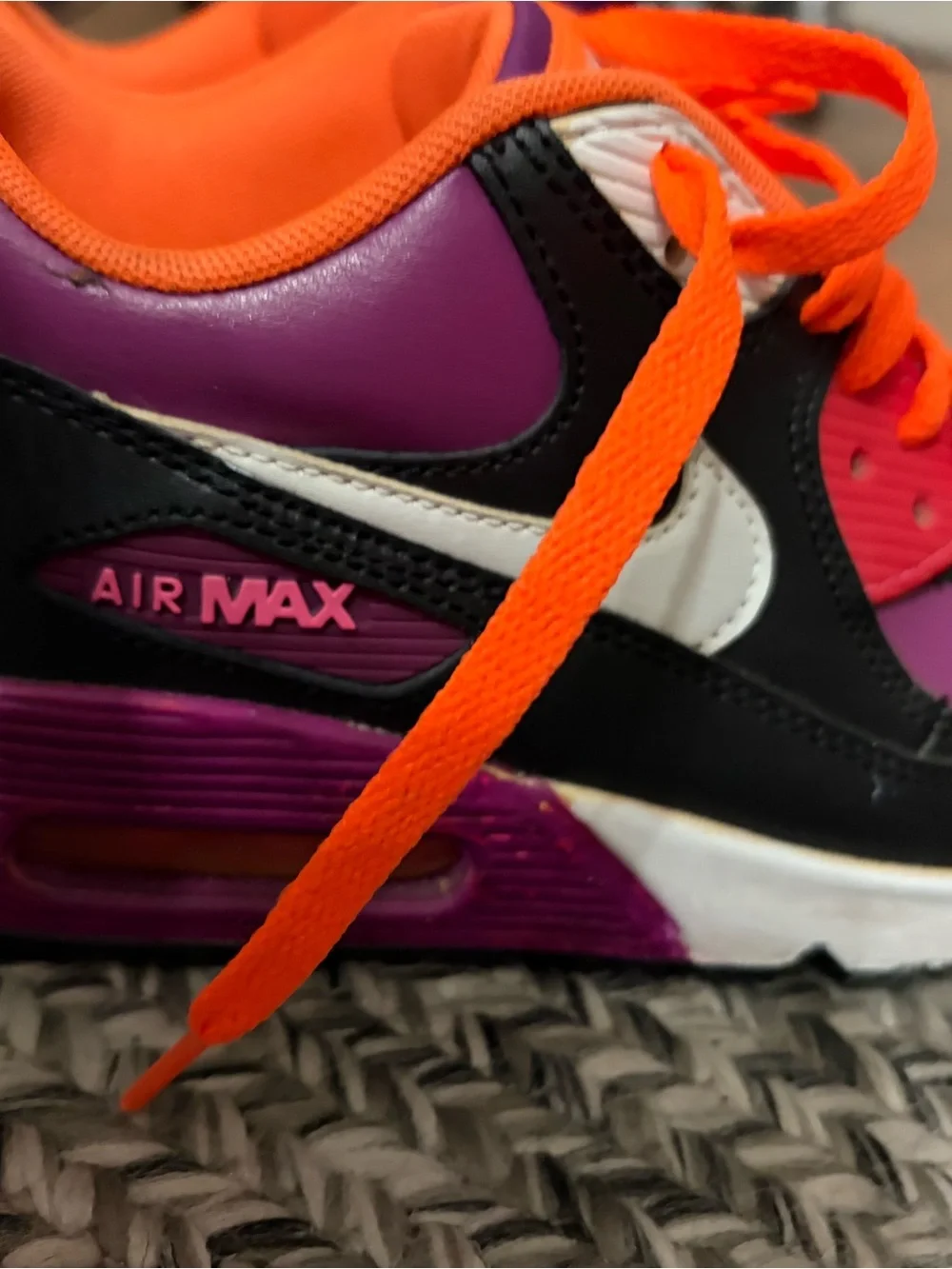 Nike Kids' Air Max Sneakers in Purple, Black, Orange & White